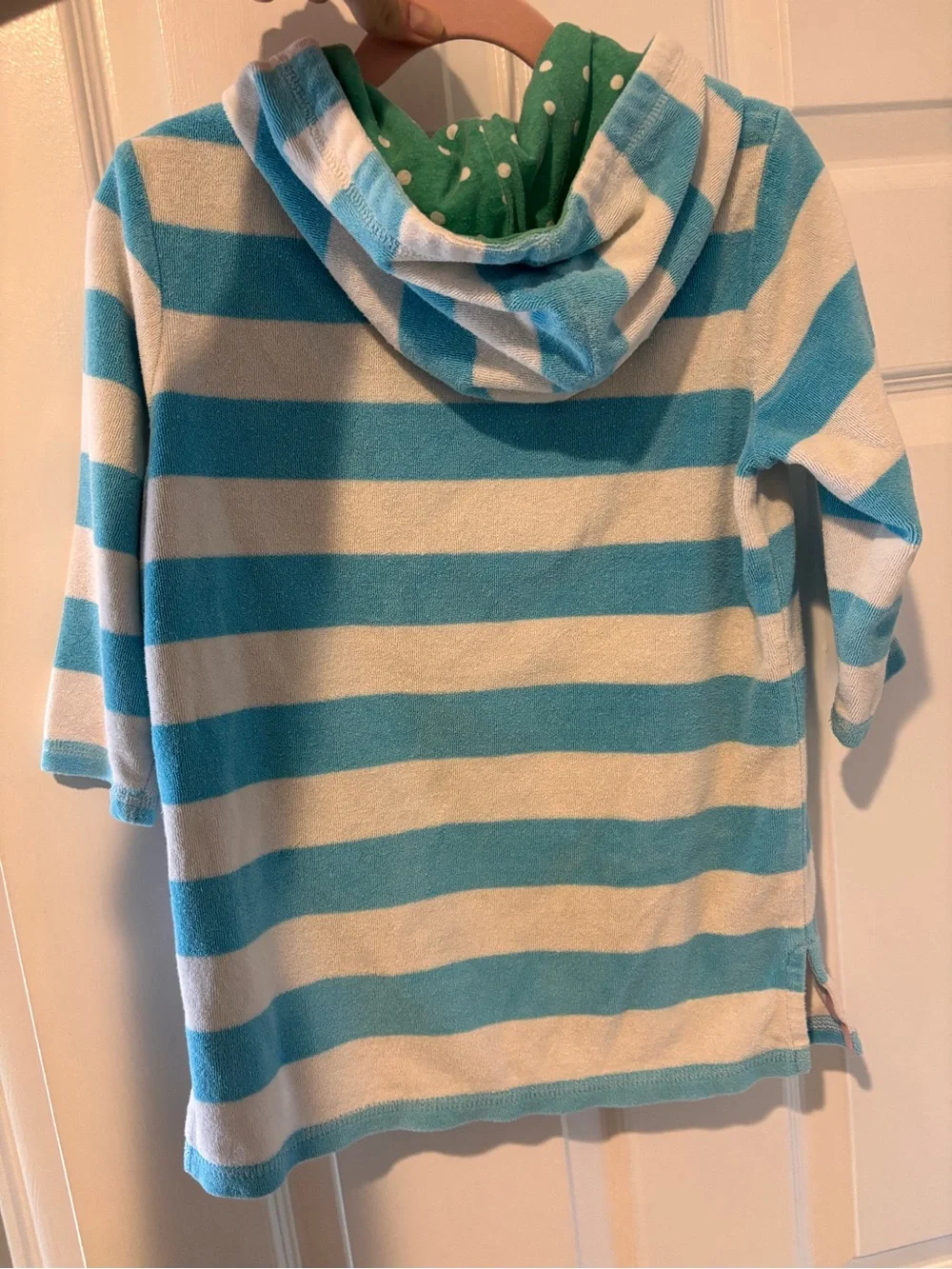 Mini Boden Striped Blue and White Mermaid Terry Swim Coverup